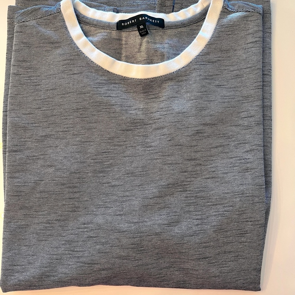 Darker grey with white trim - like new Robert Barakett   t-shirt.